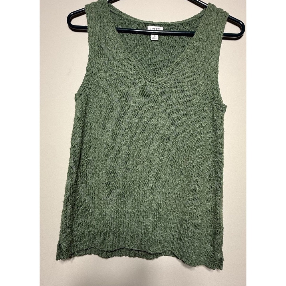 J.CREW Women's Green V-Neck Sleeveless Knit Tank Top Sweater Small Beach Vest